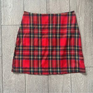 Red plaid mini skirt
